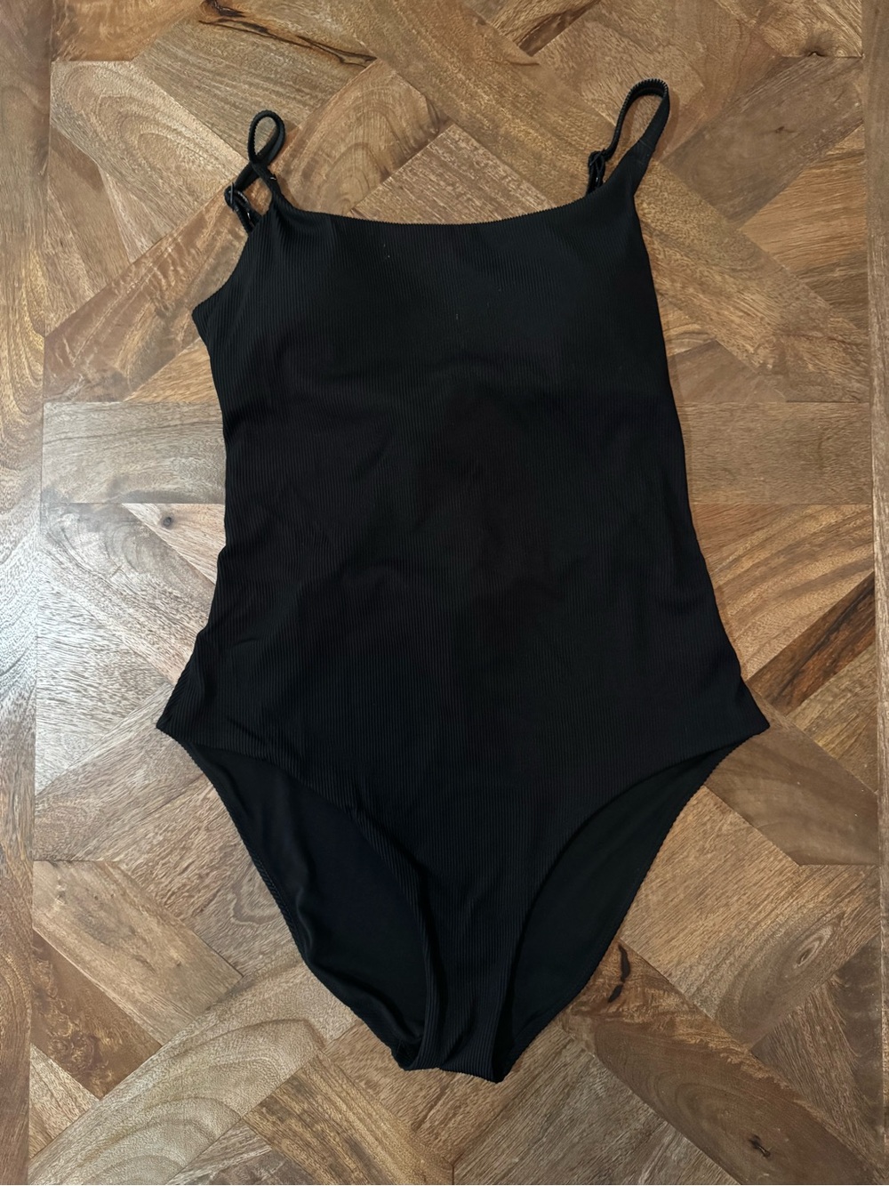 Aerie Ribbed Tie Back Classic Minimalist Beach Vacation One Piece Swimsuit Large - Picture 5 of 9